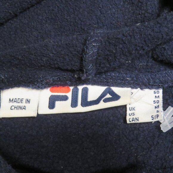 Fila Hoodie Mens Small Blue Pullover Spellout Logo Sport Sweatshirt Cotton - Picture 6 of 6